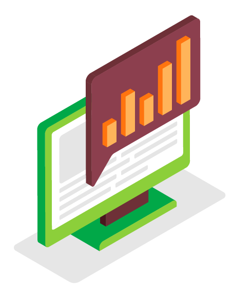 Illustration einer Lupe mit steigender Statistik