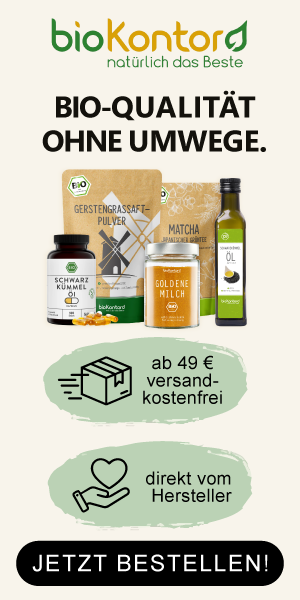 bioKontor Werbebanner mit Produktabbildungen und Call-to-Action Jetzt bestellen