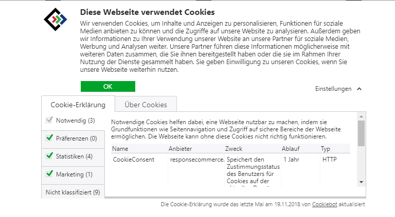 CookieBot für OXID