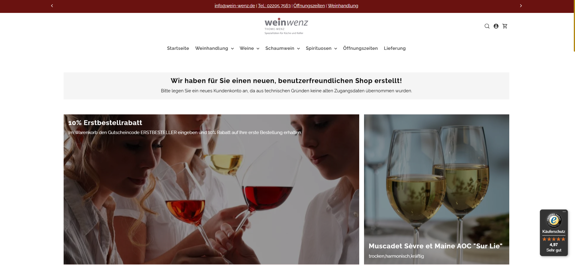 Wein-Wenz Onlineshop Startseite