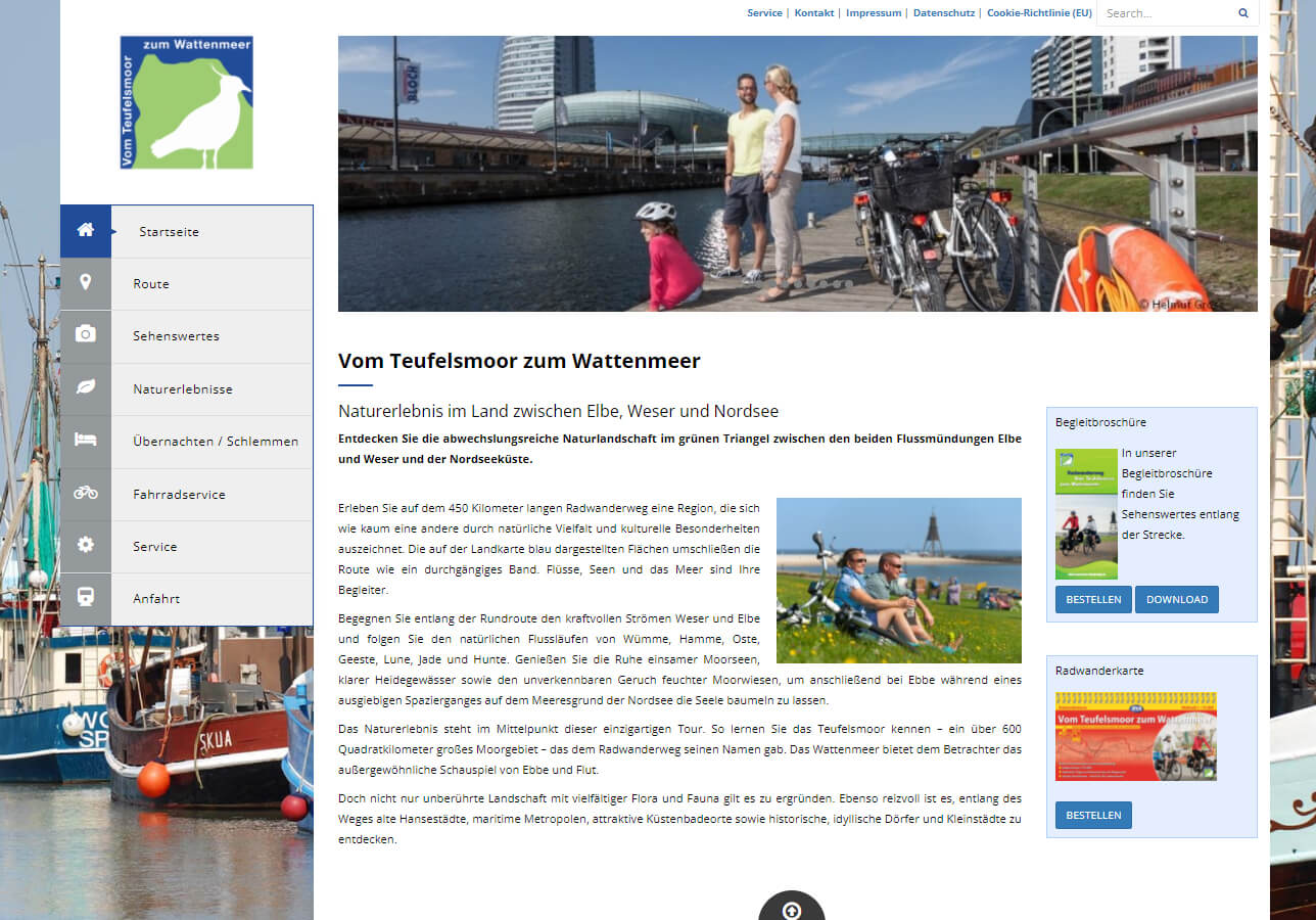 Website für die AG Radwanderweg „Vom Teufelsmoor zum Wattenmeer“