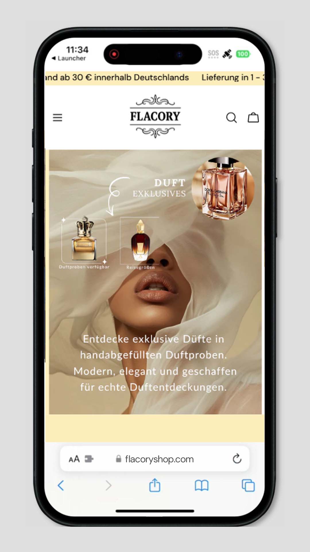 Mobile Vorschau der Referenz Flacoryshop Onlineshop