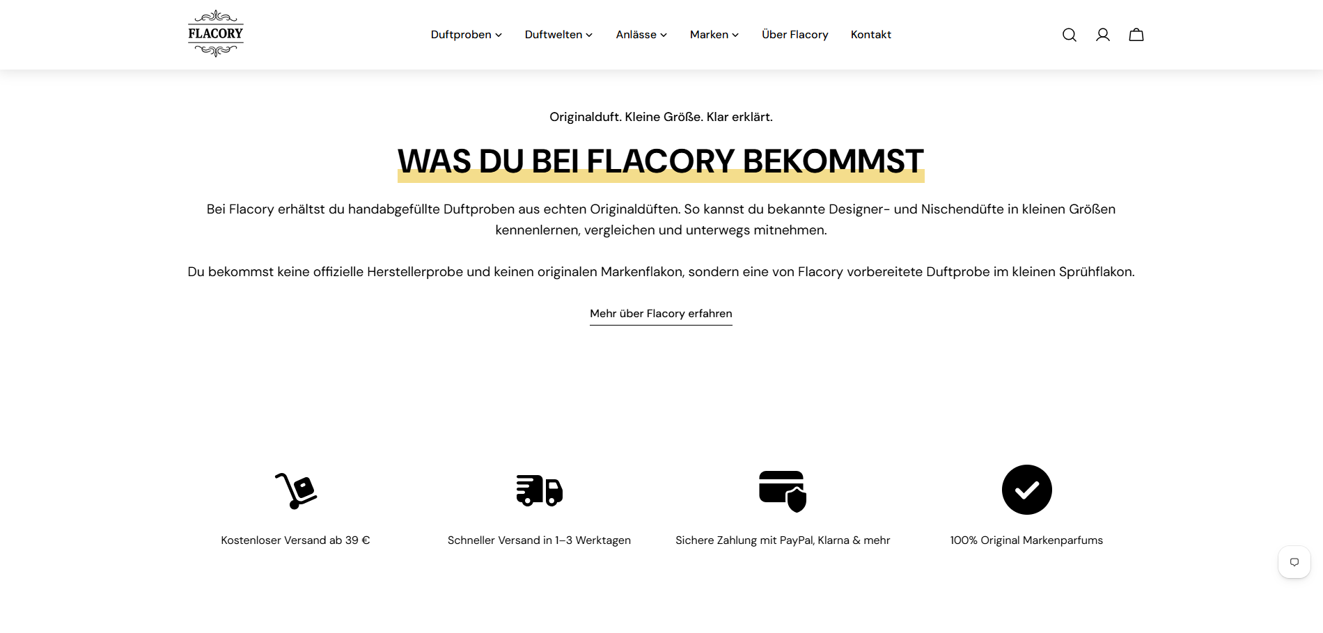 Darstellung zur klaren Produktkommunikation bei Flacory