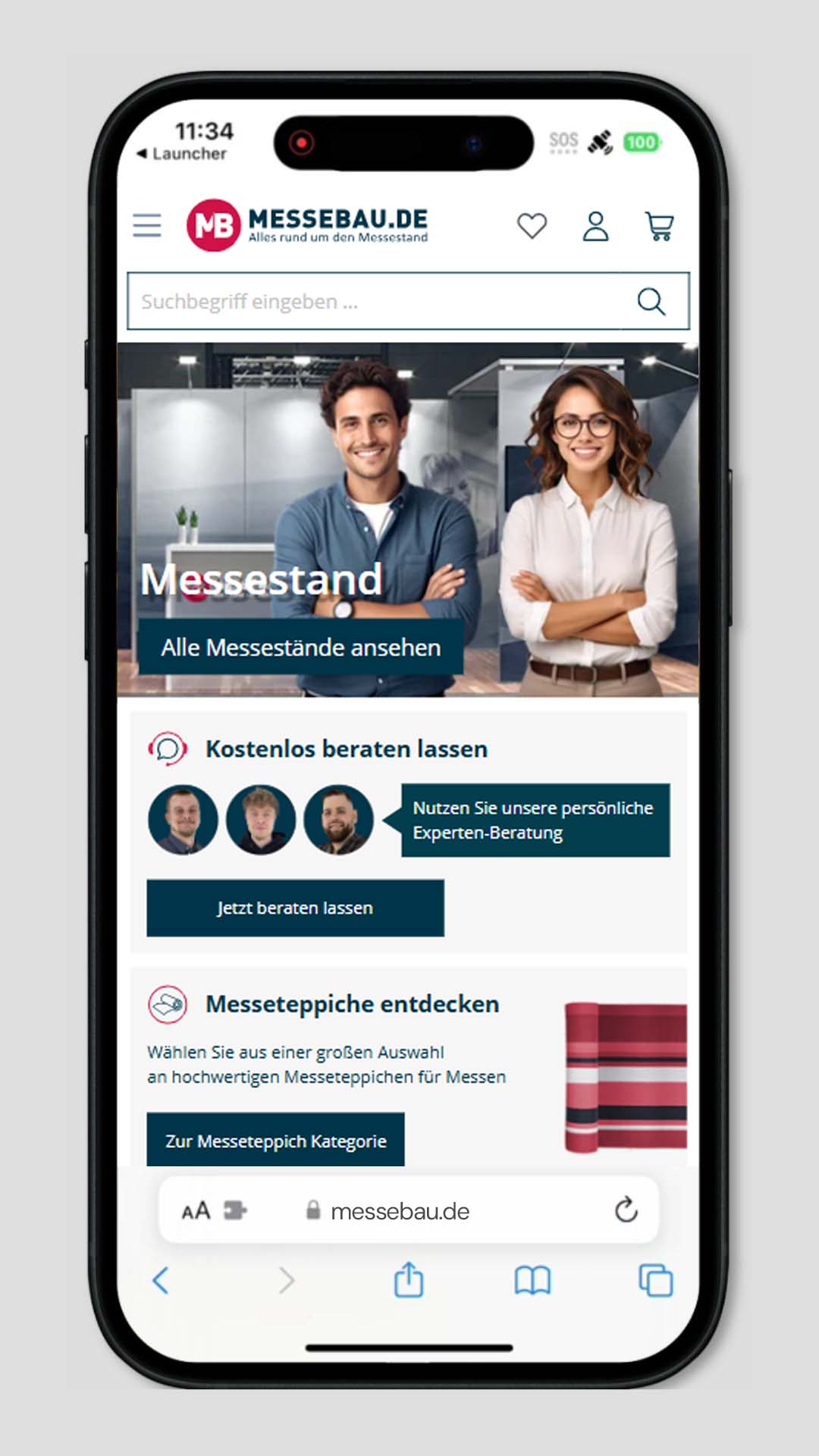 Mobile Vorschau der Referenz Messebau Onlineshop