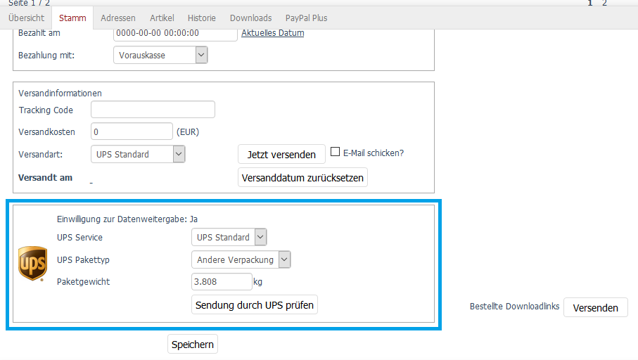 OXID UPS Modul