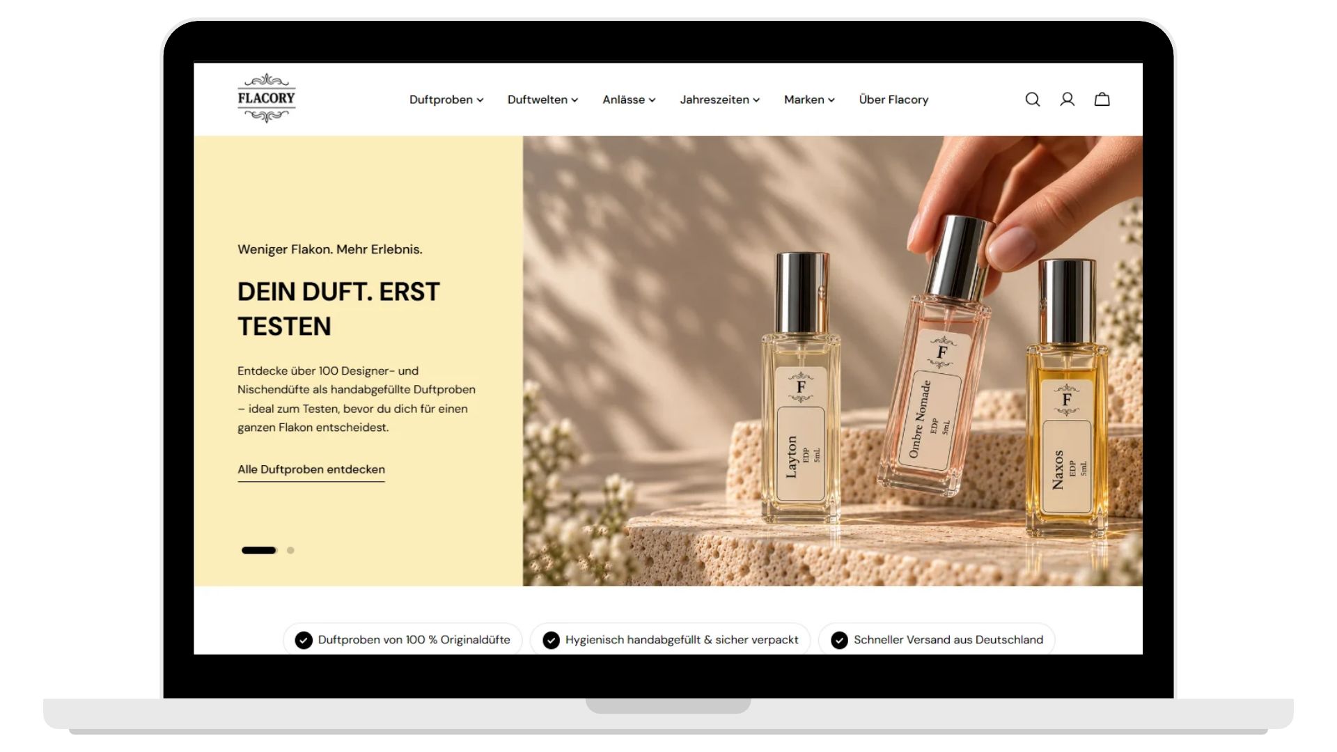 Startseite des Shopify-Shops Flacory